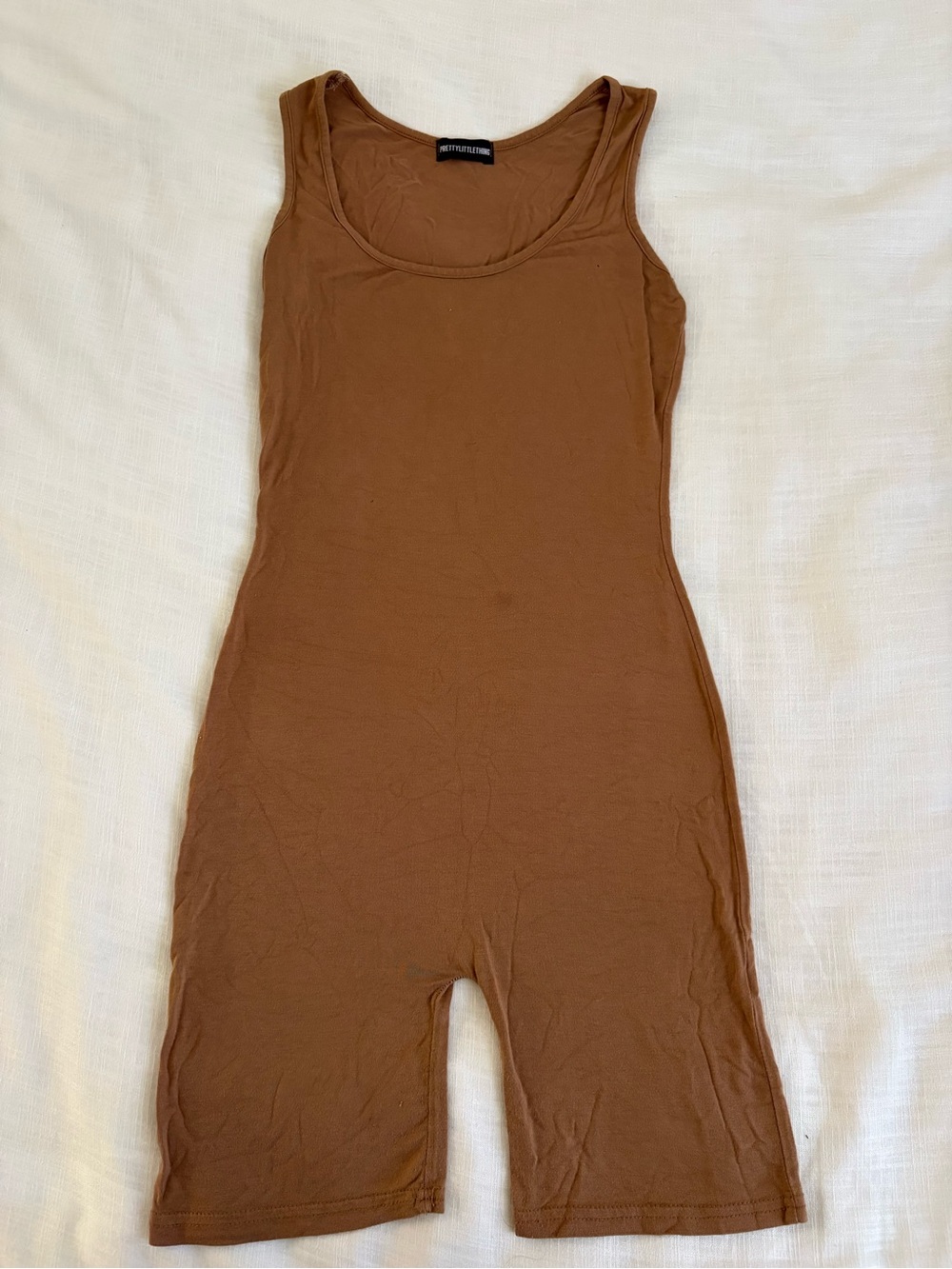 PrettyLittleThing Brown Sleeveless Biker Romper